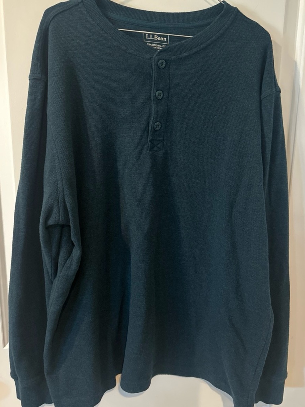 L.L. Bean Men's Long-Sleeve Henley in Teal Blue